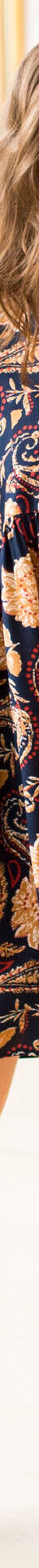 Korte jurk met V-hals, 'boho' print (marine / karamel) Korte jurk met V-hals, 'boho' print (marine / karamel)